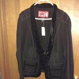 Jean Jacket with Velvet Trim
